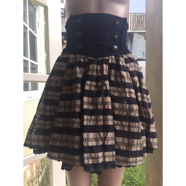 rok highwaist liz lisa preloved motif kotak