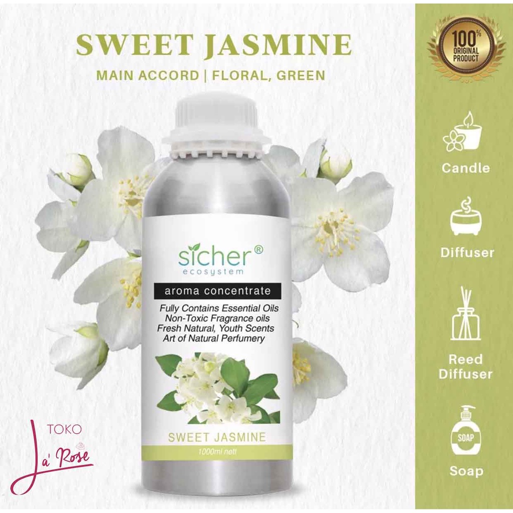 Sicher Essential Oil Sweet Jasmine Aroma Terapi Alami Aromatherapy Pengharum Ruangan 1000ml Refill