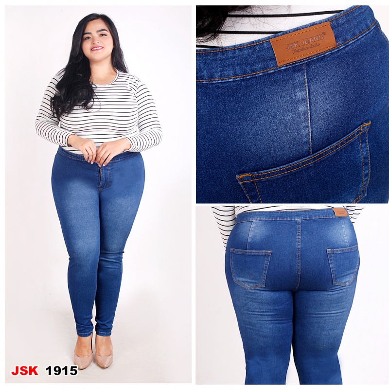 Jsk Highwaist Jeans Wanita Jumbo Big Size Skinny