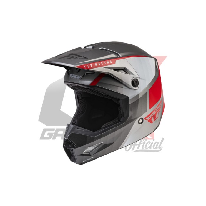 HELM FLY RACING KINETIC HELMET DRIFT - CHARCOAL LIGHT GRAY RED