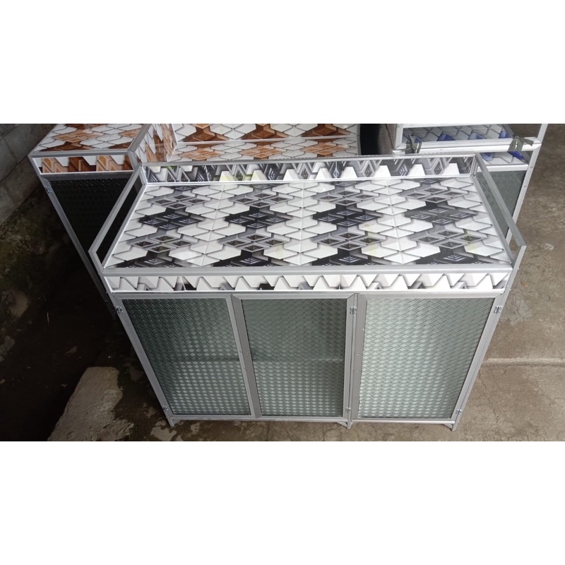 Rak Piring Kompor Lemari Dapur Dapur Alumunium Keramik Rata Kitchen Set