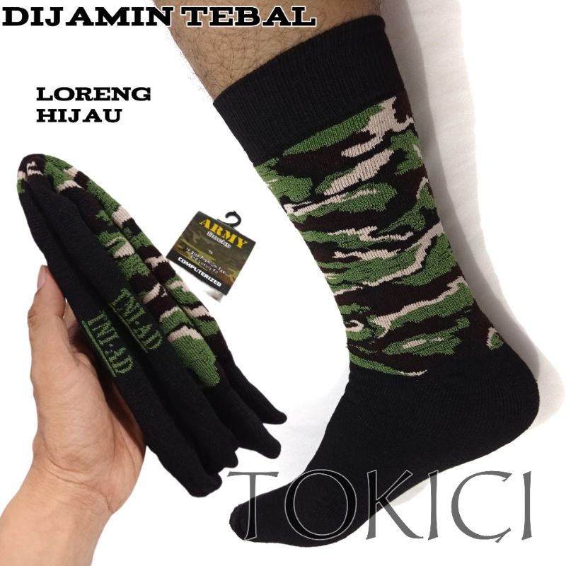 Kaos Kaki Loreng / Hitam TNI Tebal dan Lembut