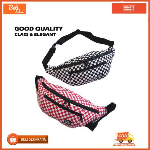 Kain Pinggang Premium Kekinian Pouchbag Canvas M4R0 Dada Tas Selempang Waistbag Mini Polos Handbag L