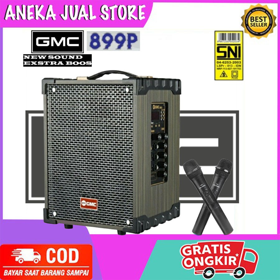 Speaker Portable Bluetooh GMC 899P FREE MIC WIRELESS 2 BUAH