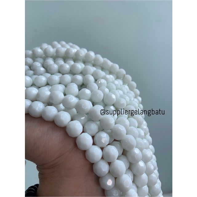 kristal bola dunia cutting 10mm PUTIH SUSU ceko bulat craft white onyx