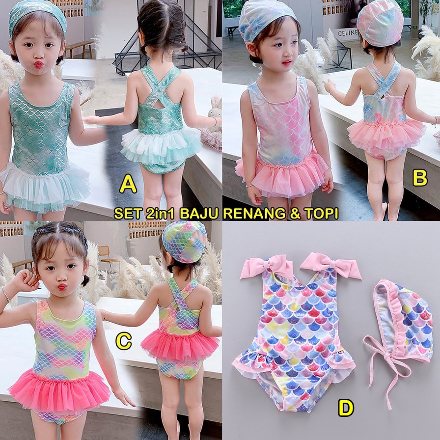 Baju Renang Anak Dengan Topi Sparkling Tutu