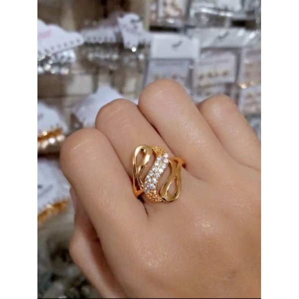 CINCIN EMAS MODEL GELOMBANG BESAR XUPING GOLD TITANIUM ANTI KARAT TIDAK LUNTUR / CINCIN WANITA MODEL TERBARU KEKINIAN 2022 / CINCIN CEWEK MODEL KOREA 2022 TERBARU TIDAK LUNTUR