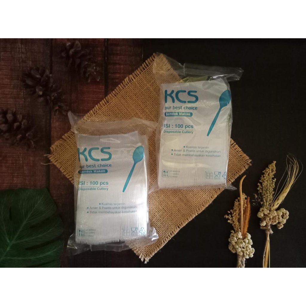 KCS Sendok Makan Plastik Putih isi 100 pc / Sendok Makan Plastik Bening 100pc (FOOD GRADE)