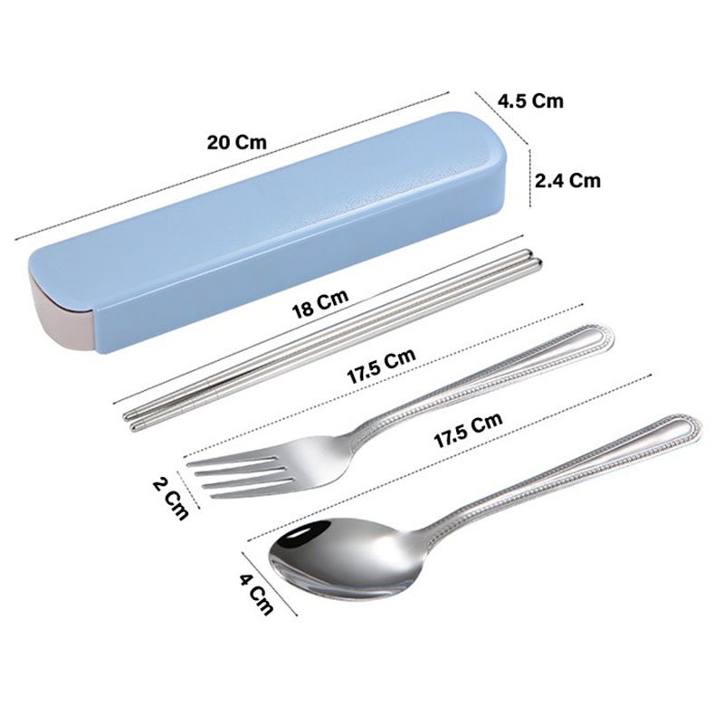 COD 4PCS/ set  Makan Travel Korea Sumpit Garpu Portable Sendok Stainless Steel 410 Fashion Import Korea Murah