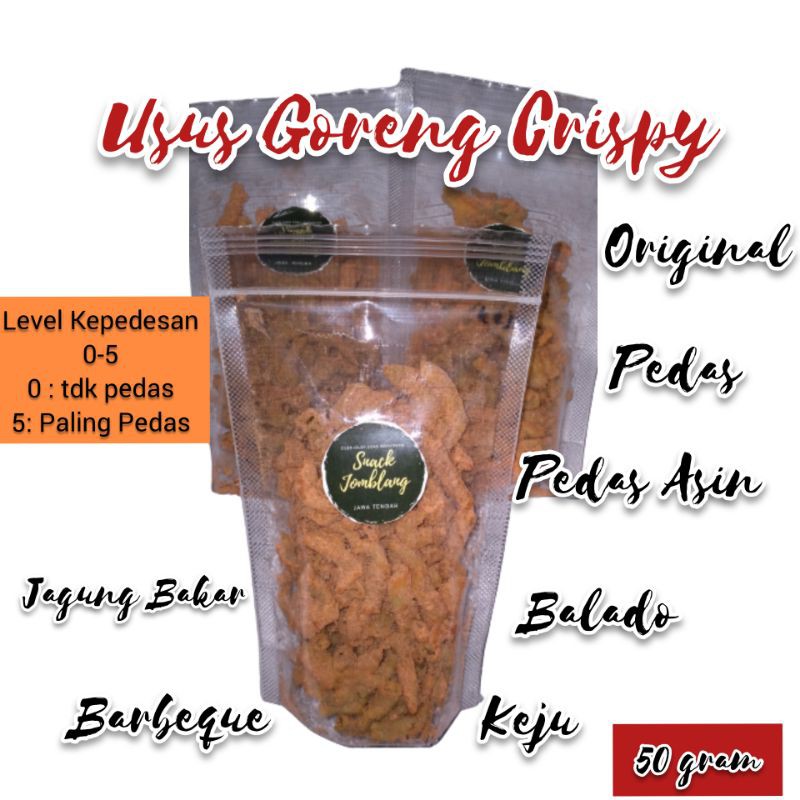 

usus goreng crispy pedas balado keju jagung bakar bbq