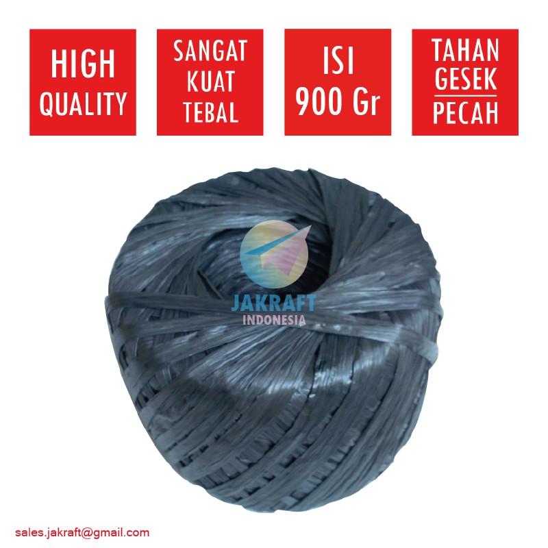 

(1 Roll) Tali Rafia 1 KG (900 Gram) Hitam Plastik Kuat Tebal Tahan Gesek Lama Pecah