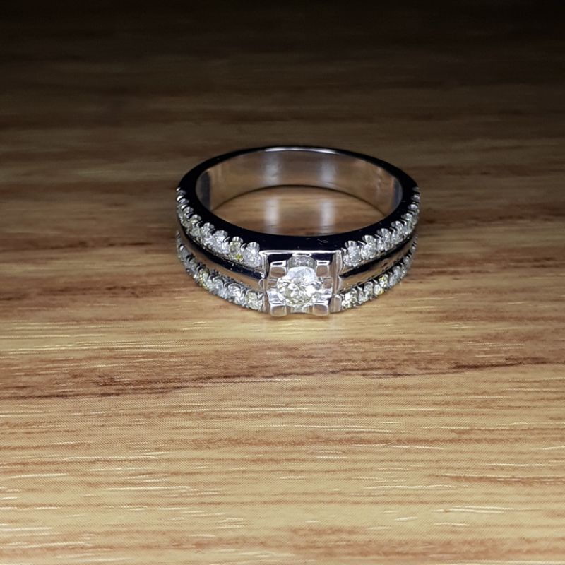 Cincin Berlian Asli Pria Emas Putih