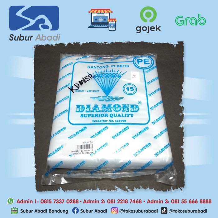 Kantong Plastik Kresek PE Bening Diamond Ukuran 15
