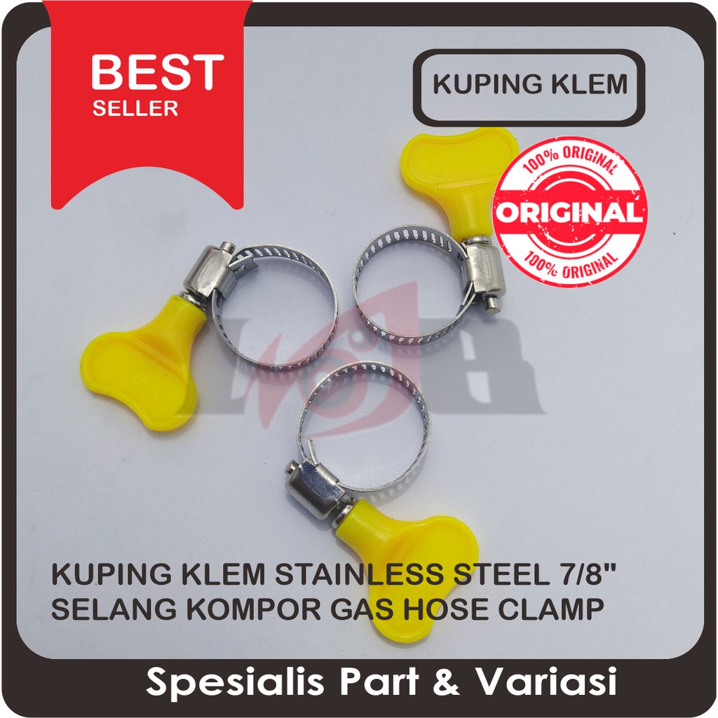 Kuping Klem Stainless Steel 7/8&quot; Selang Kompor Gas Hose Clamp Handle