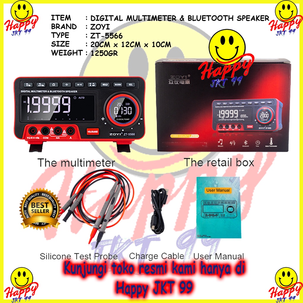 MULTITESTER DIGITAL ZOYI ZT-5566 ZT5566 ZT 5566 MULTIMETER BT BLUETOOTH SPEAKER ORIGINAL