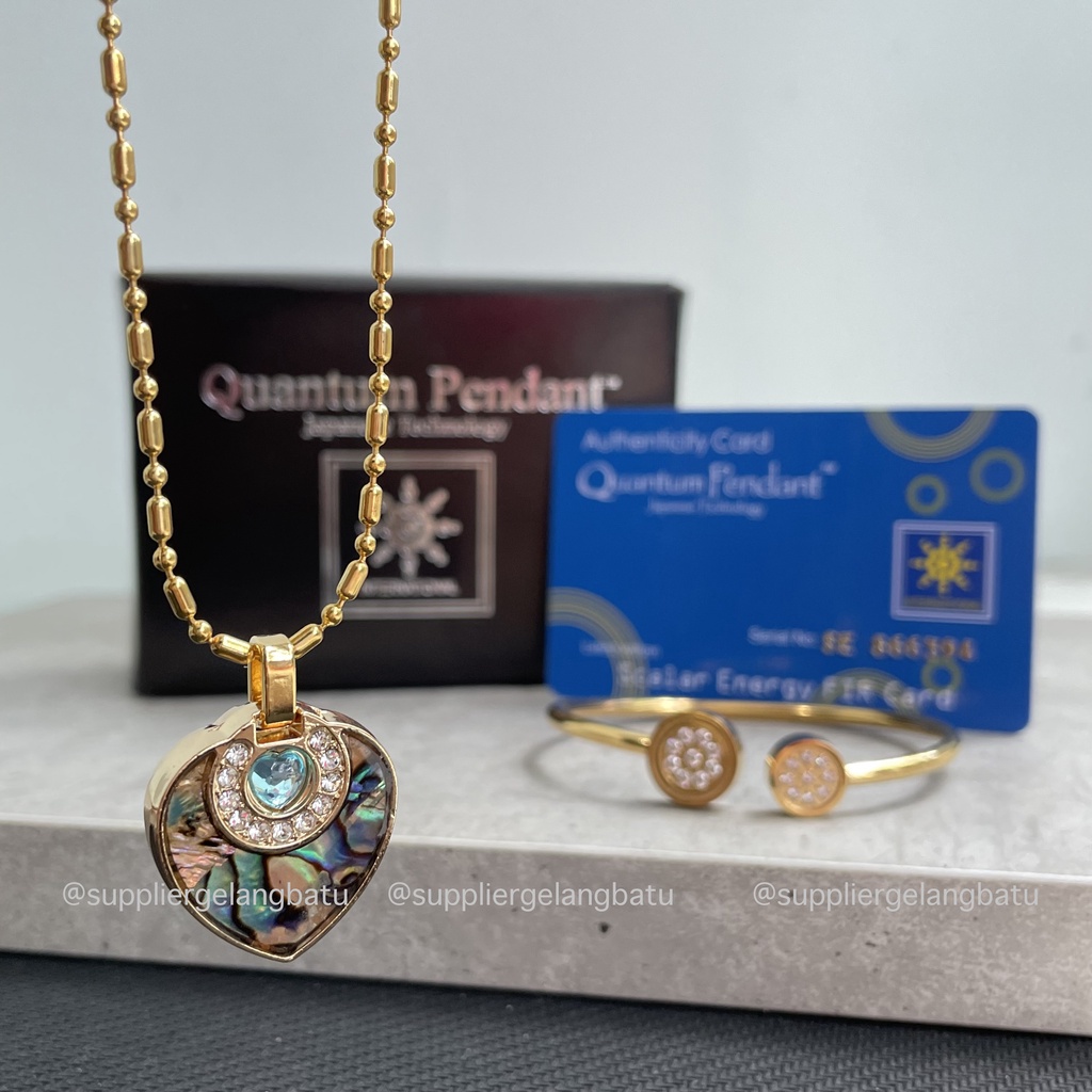 SET Kalung Gelang Quantum Love Pelangi Gold Bulat Mata Gold