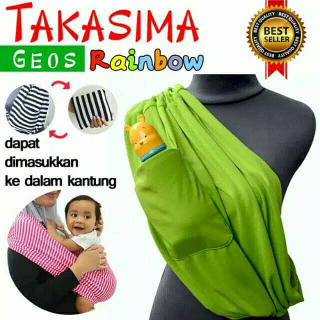 SALE 12.12 GEOS KANTONG TAKASIMA RAINBOW DENGAN KANTUNG Geos GENDONGAN KAOS MURAH GENDONGAN SLING