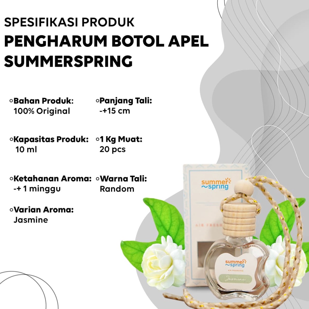 Pengharum Ruangan Aroma Jasmine Botol Apel Summer Spring Pengharum Mobil Kamar Aromaterapi Segar