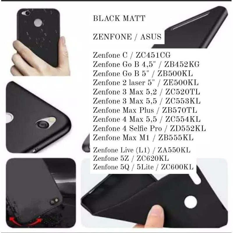 BLACK MATTE - ASUS / Zenfone C, GO B 4,5, GO B 5, 2 laser 5", 3 Max 5,2 , 3 Max 5,5 , Max plus, 5z
