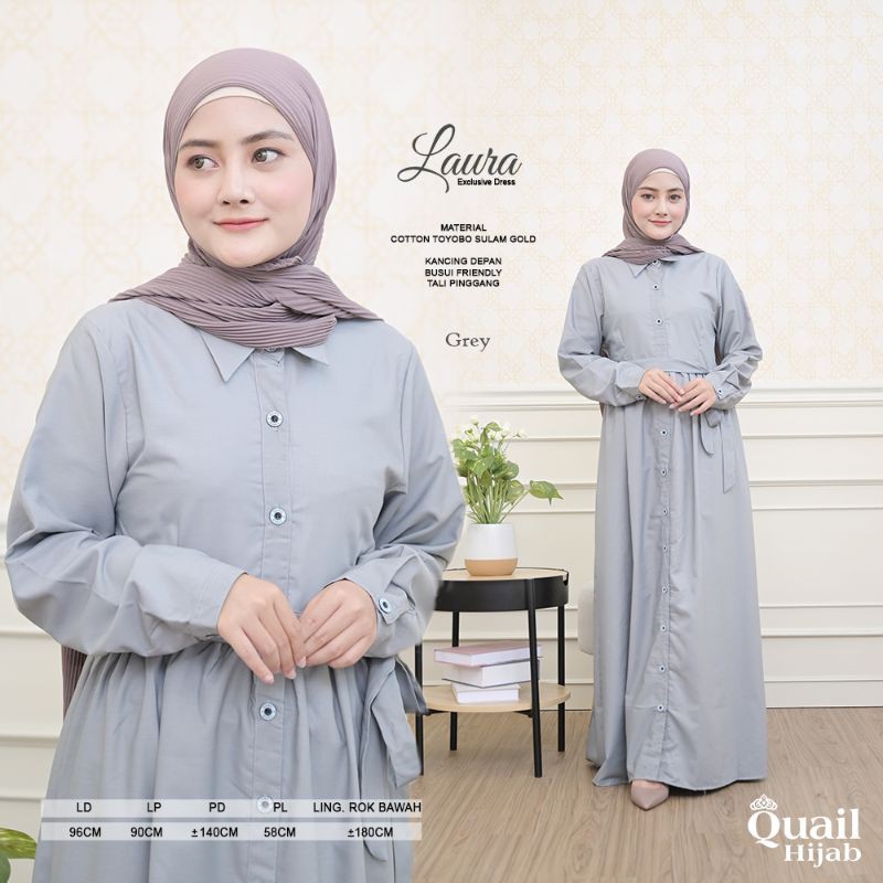 Dress Gamis Muslim Wanita Katun Syari Quail LAURA