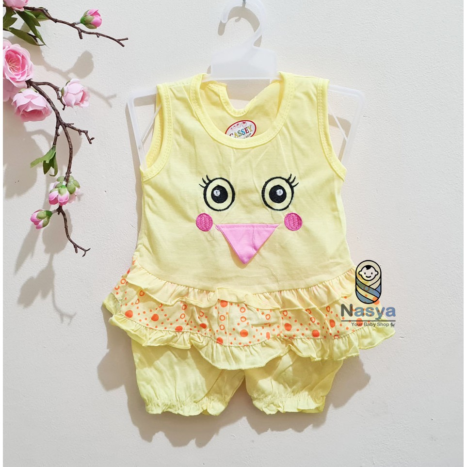 [N-035] NEW ! Setelan Baju Bayi perempuan celana pendek (0-6 bulan)