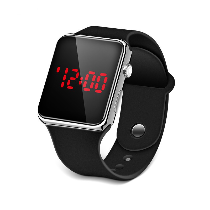 ❤Ready❤ Jam Tangan LED Mewah Anti Air Untuk Pelajar/Hadiah-Black silver