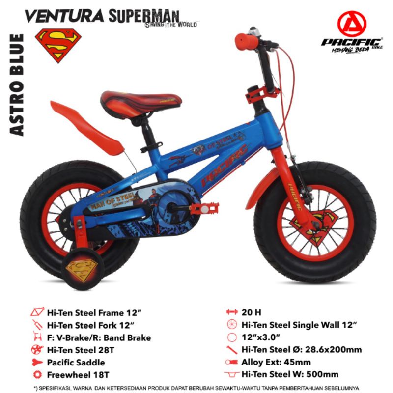 sepeda BMX 12 Ventura Superman ban 3.0 Pacific