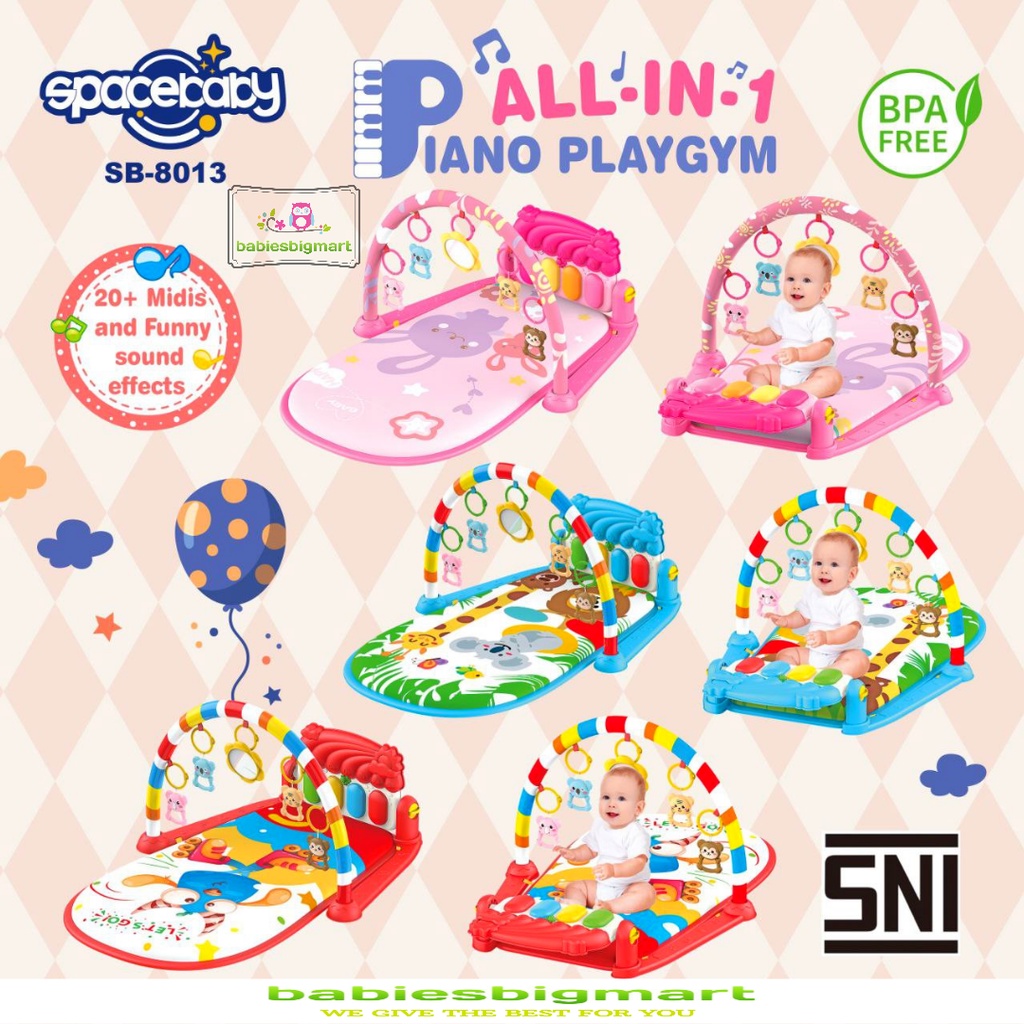 Playgym Spacebaby SB 8013 8017 Rightstart 37443 Double Side Piano Musical Gym Alas Main Bayi Karpet