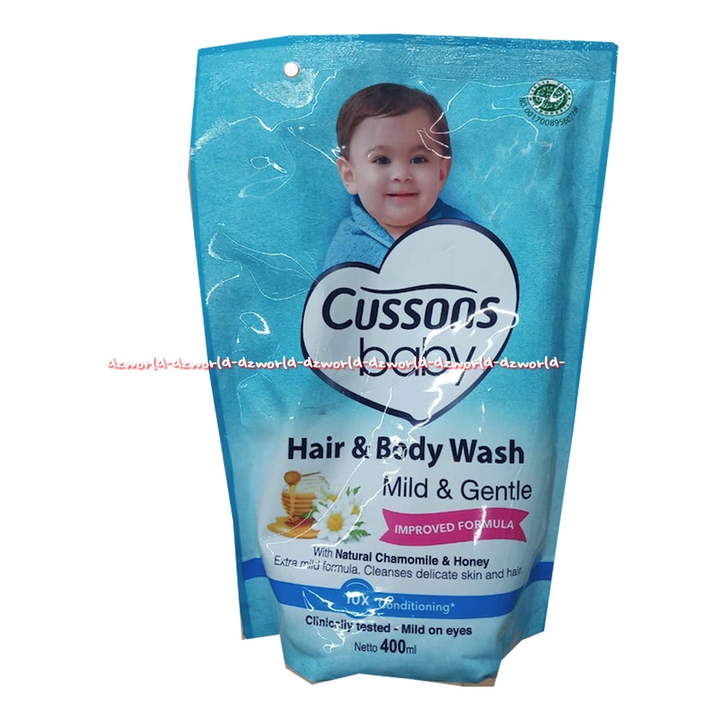 Cussons Baby Hair And Body Wash 400ml Mild And Gantle Sabun Dan Sampo Bayi Isi Ulang Refil biru