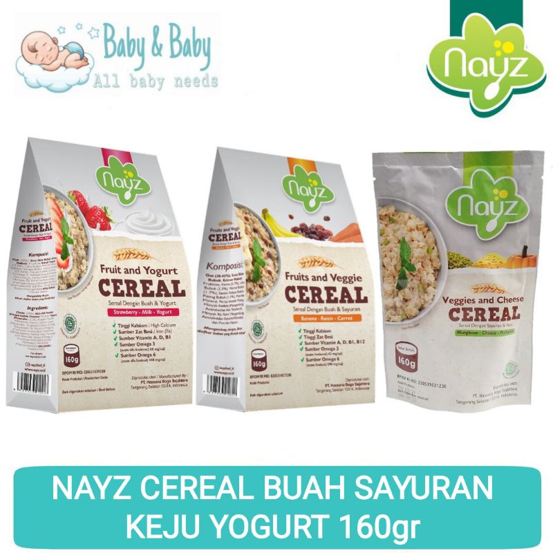 Nayz Cereal Buah Sayuran Yogurt Keju 160gr - Oatmeal Mpasi Bayi Organik