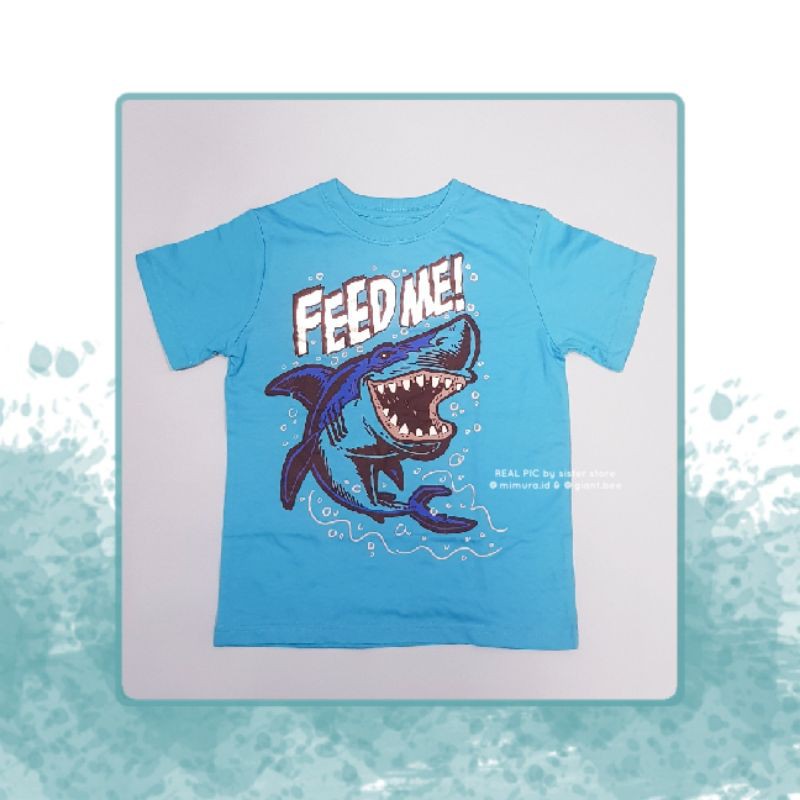 Kaos Tshirt 365 Kids Lengan Pendek Anak Laki Laki Shark Biru