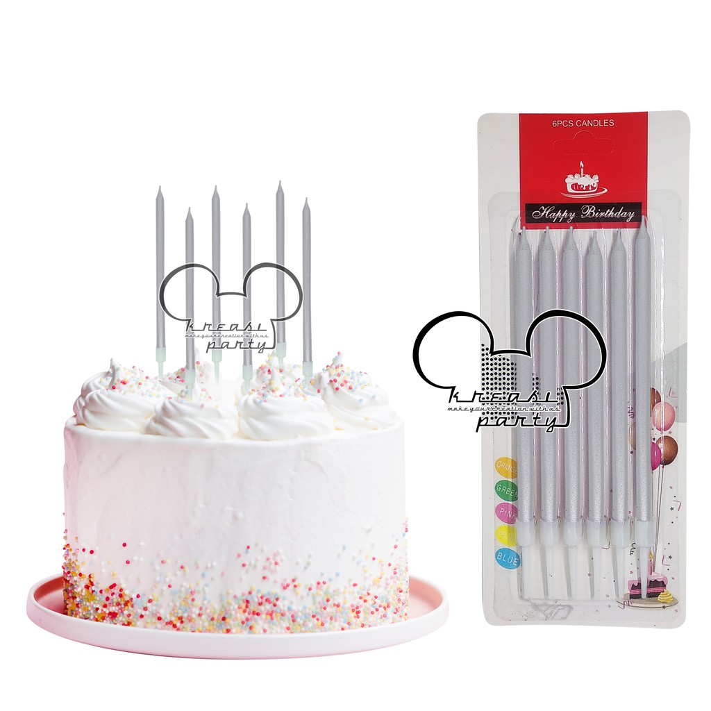 Lilin Ultah Chrome Silver / Lilin Panjang / Lilin Ultah Metalik