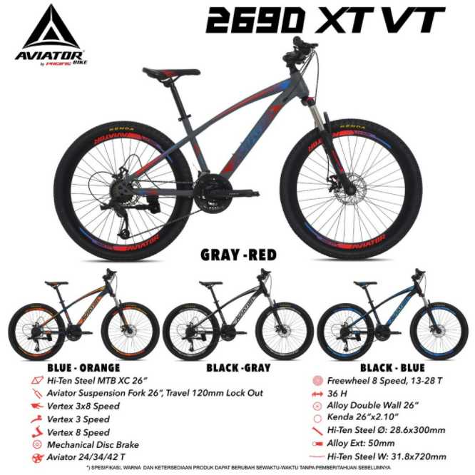 Sepeda Gunung MTB Aviator 2690 XT VT Murah Harga Terjangkau