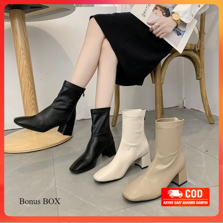 [ ORIGINAL IMPORT ] Sepatu Boots Heels Korea Wanita Import Premium Quality SI 161