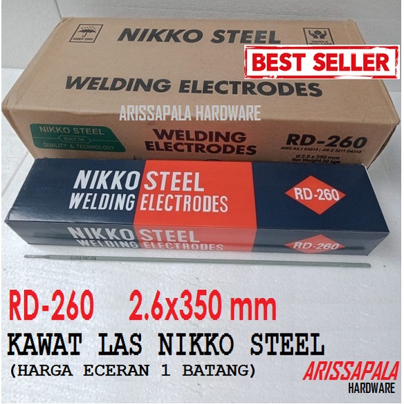 Kawat Las Nikko Steel RD 260 Welding Elektrodes 2.6mm 35cm Satuan 1 Pcs 1 Batang