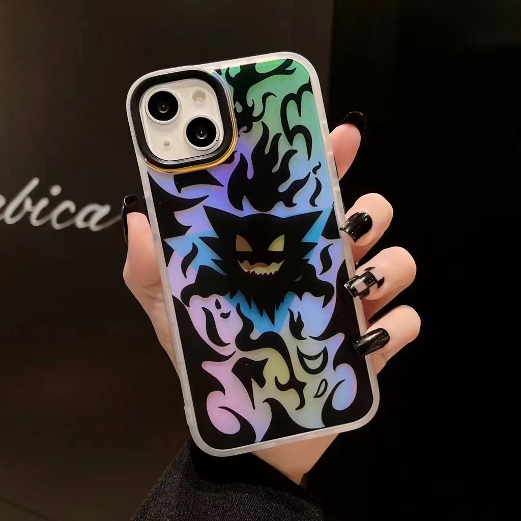 LASER GRADIENT PHONE CASE FOR CASE IPHONE 14 13 12 11 PRO MAX XR X XS MAX 14 PRO 14 MAX SMALL GHOST ILLUSTRATION ACRYLIC DROP RESISTANT