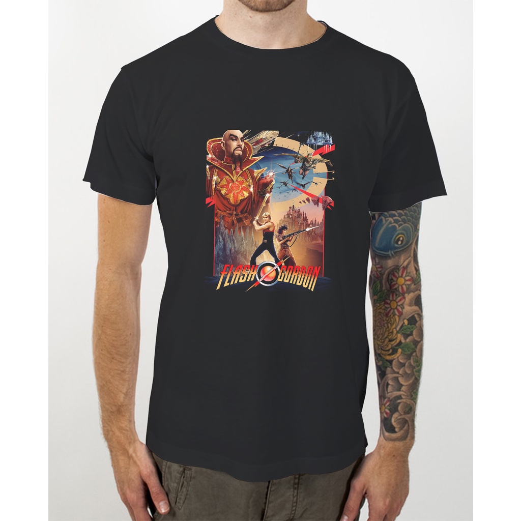 Kaos T-Shirt  Hitam  Film Jadul Flash Gordon