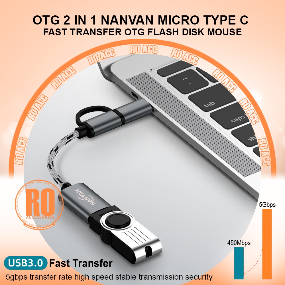 [RO ACC]  NANVAN OTG 2 IN 1 MICRO USB / TYPE TIPE C FLASH DISK / MOUSE