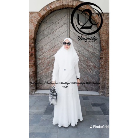 Jannah Syari Putih By U2C / Gamis Syari Putih Hitam
