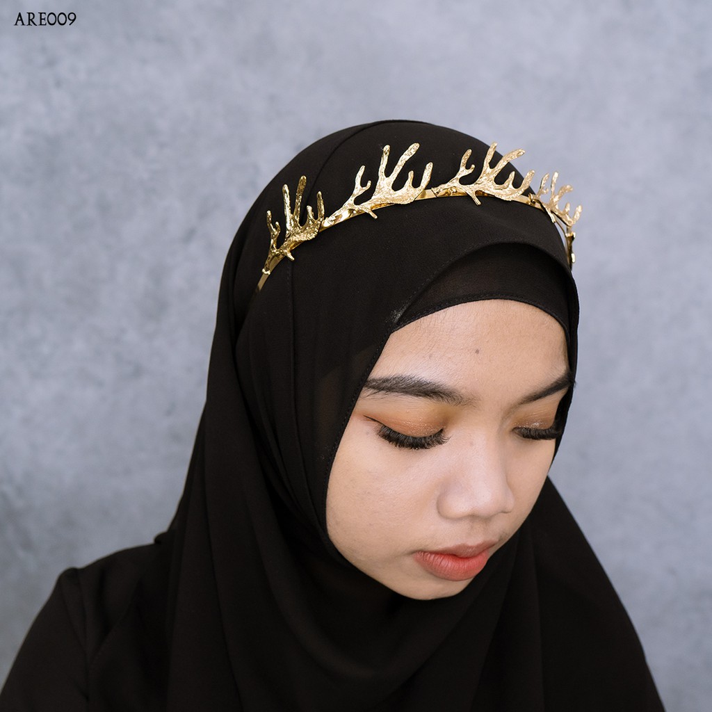 [TOKO TERPERCAYA] AKSESORIS PENGANTIN BANDO HIJAB PESTA WEDDING GOLD ARE009