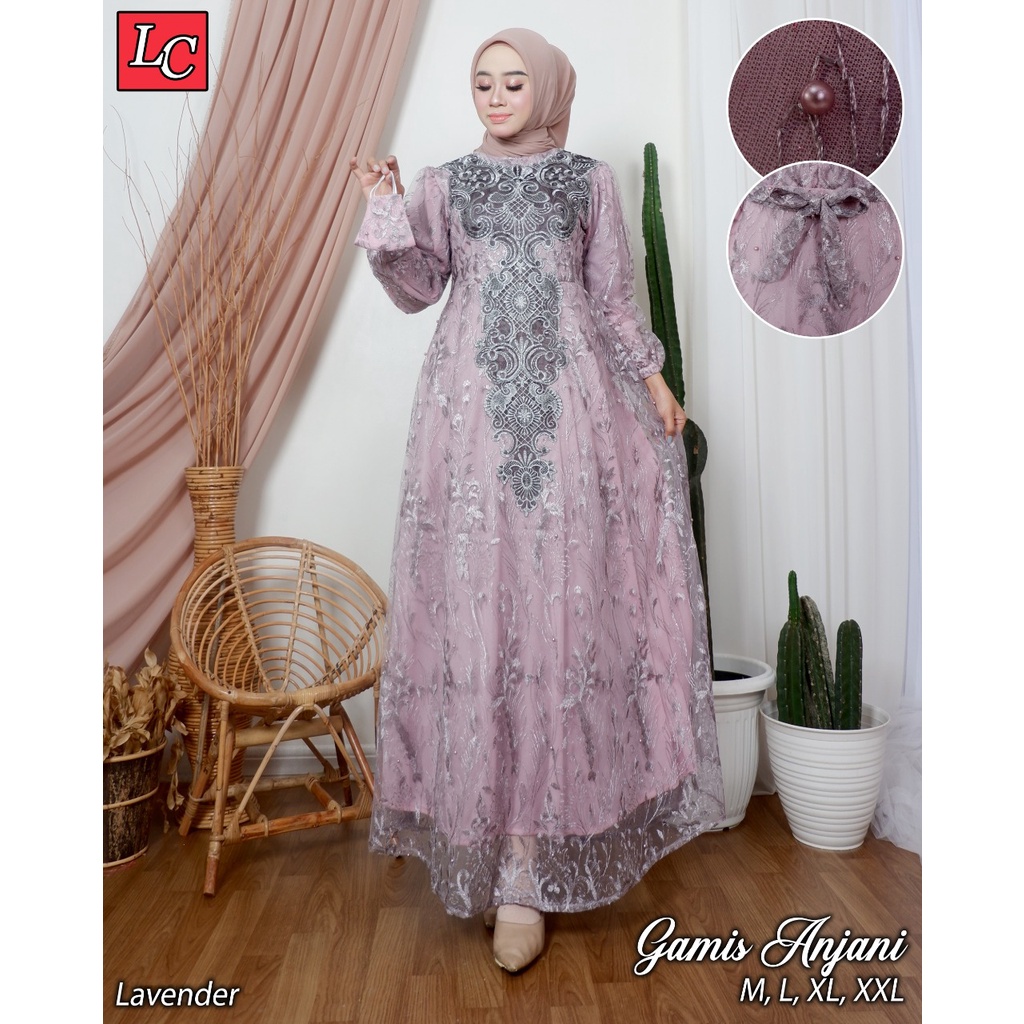 Permata Olshop / Gamis Anjani LK / Kebaya Brokat Bordir Premium / Gamis Lebaran / Baju Pesta Kondangan