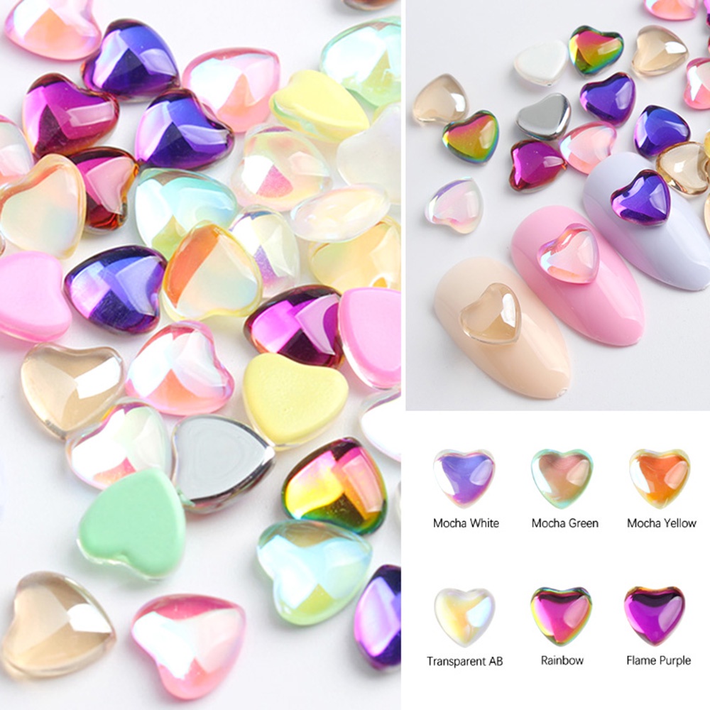 MXBEAUTY 10pcs/lot 3D Nail Art Rhinestones Peach Heart DIY Ornaments Heart-ShapedJewelry Charms Flat Diamond Manicure Accessories Fashion Glass Nail Art Decoration