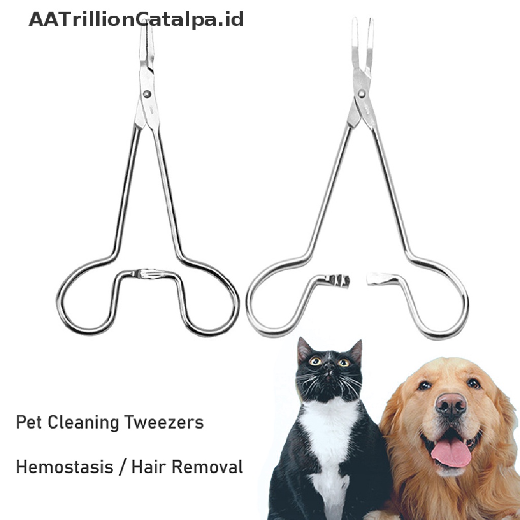 Aatrillioncatalpa Pinset Pencabut Bulu Telinga Anjingkucing Peliharaan Bahan Stainless Steel