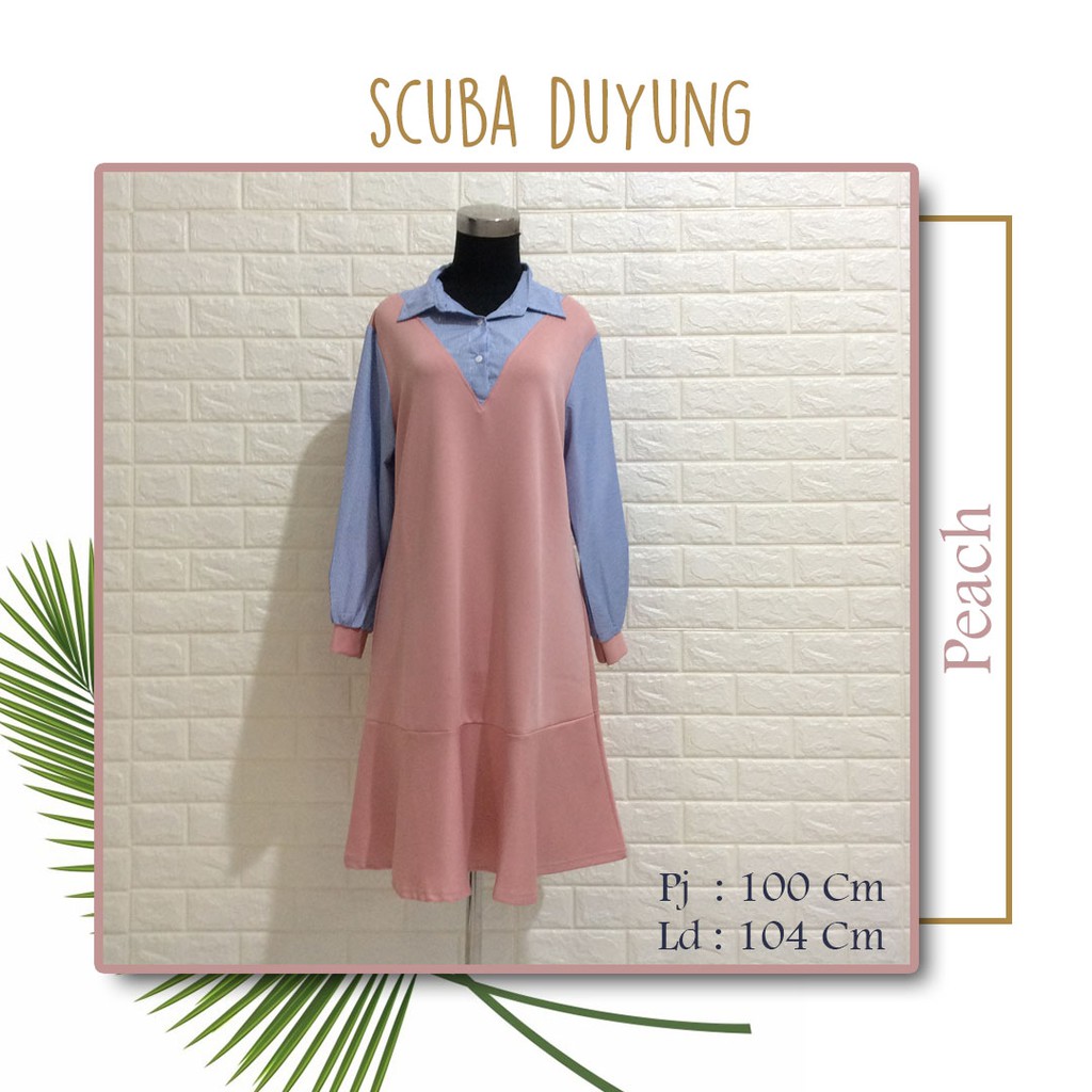 Artflow Dress Wanita Bahan Scuba Duyung - Peach