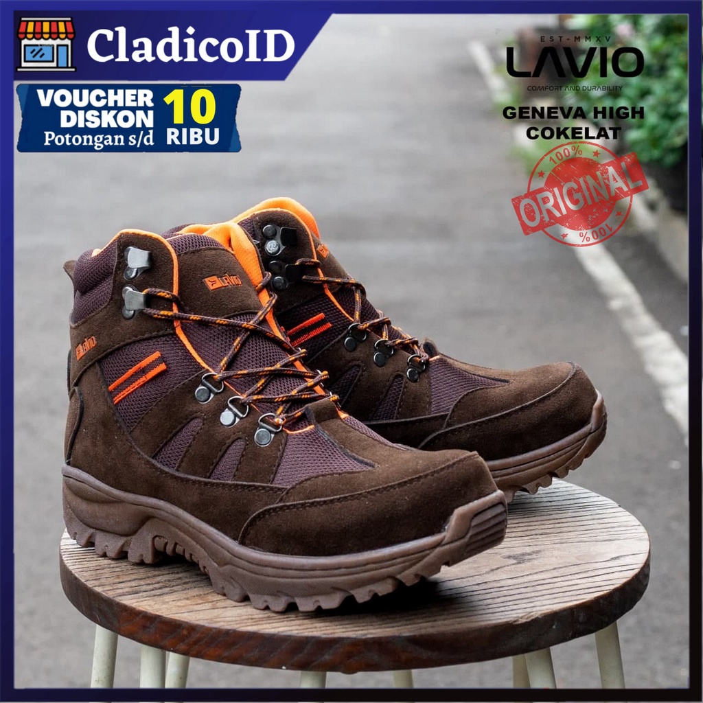 Sepatu Safety Boots Tinggi Original  Lavio Geneva High Kerja Lapangan Outdoor Sefty Shoes Ujung Besi Pria Cowok