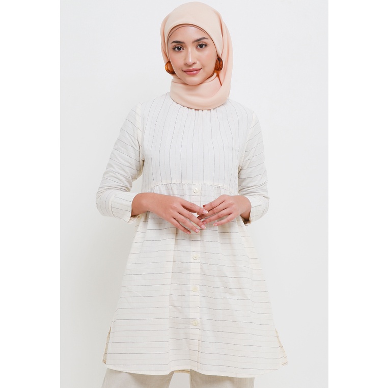 MFMW Dilsah Tunik Cream Motif Garis