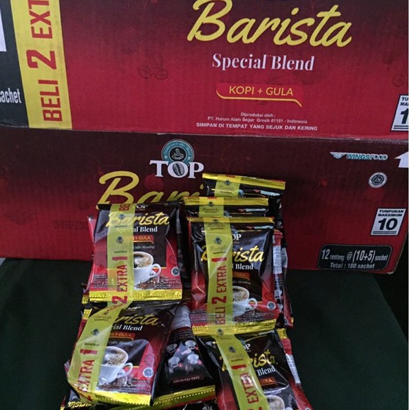 [1 RENCENG 15 Sachet] Top Kopi BARISTA SPECIAL BLEND Kopi + Gula Coffee Instant 25gr Wings Food 25g Renteng 25 g