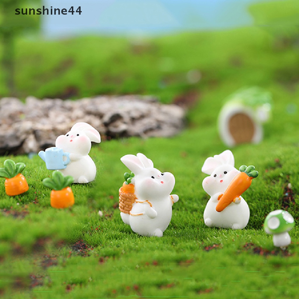 Sunshine Mainan Miniatur Kelinci / Wortel Bahan resin Untuk Dekorasi Rumah Boneka