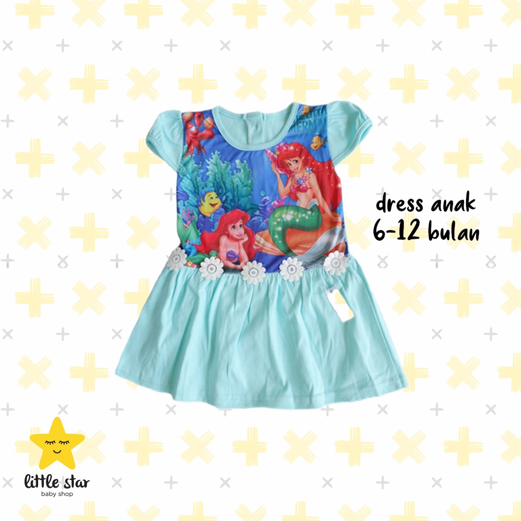 Dress Anak Perempuan Little Mermaid | Set Baju Bayi Cewek Putri Duyung