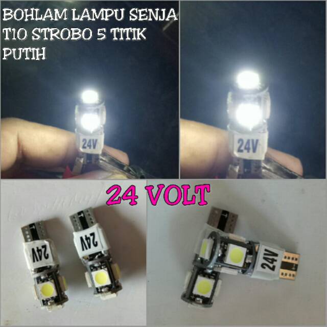 Lampu Senja T10 LED Strobo Bus/Truck 24 Volt Putih